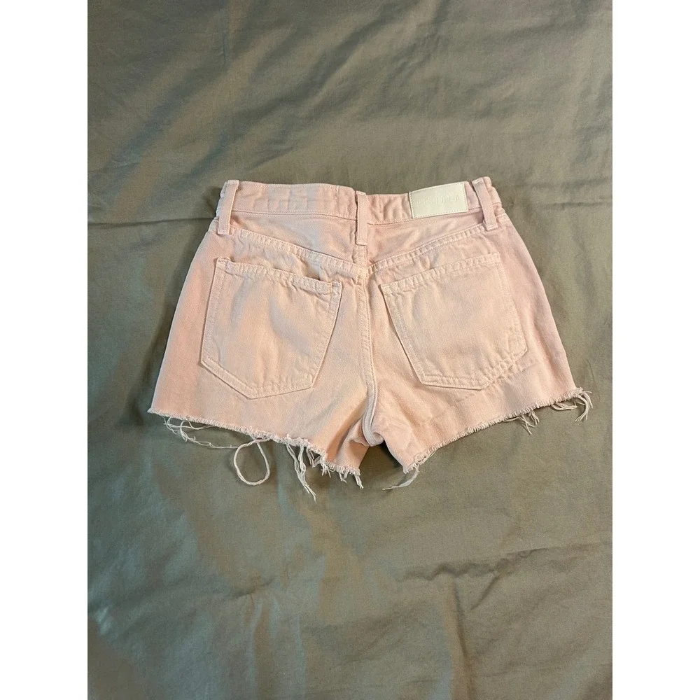 Pistola Pink High Rise Distressed Denim Cutoff Shorts Size 24 made in USA